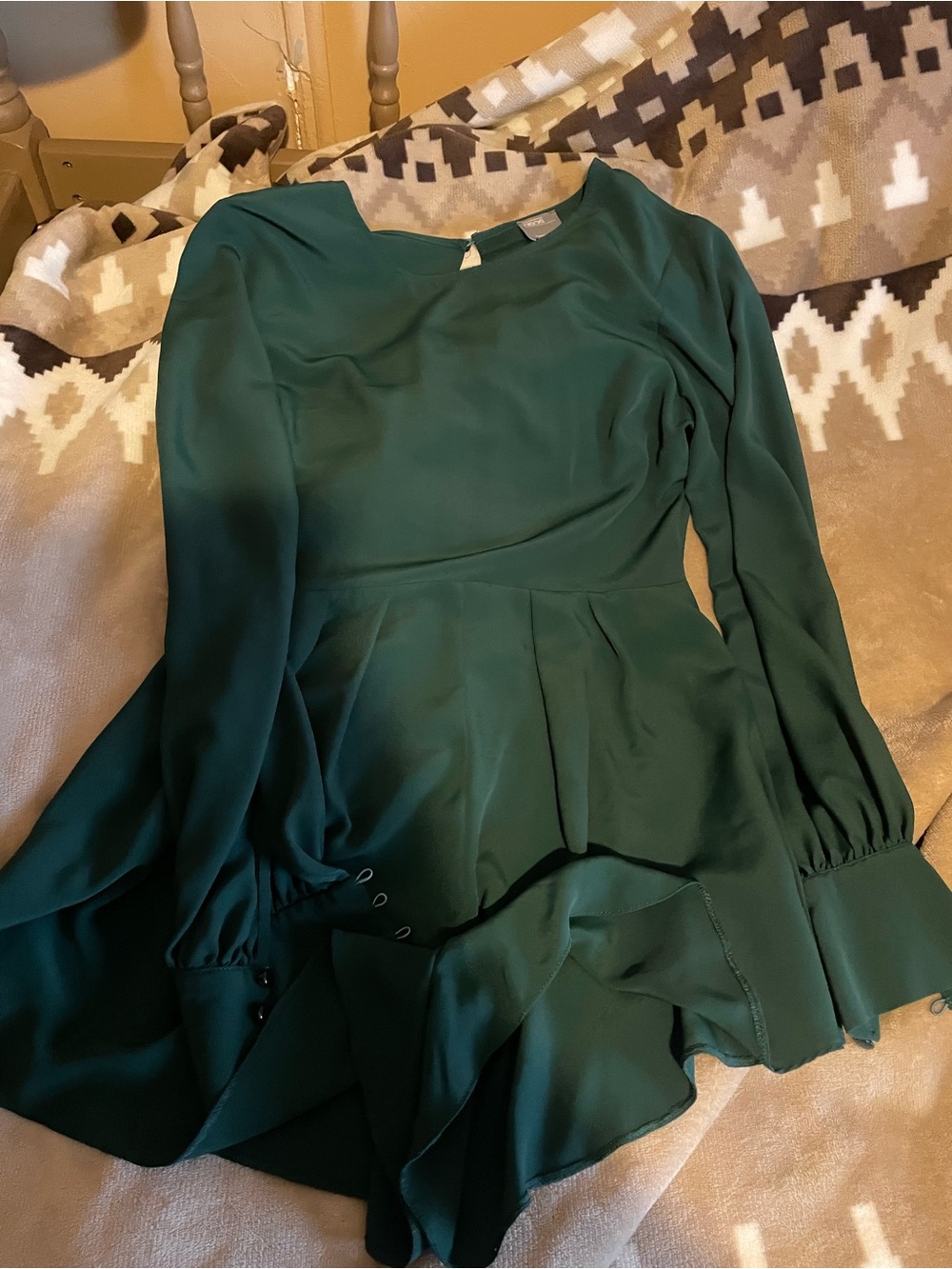 Women's Emerald Green Long-Sleeve Romper